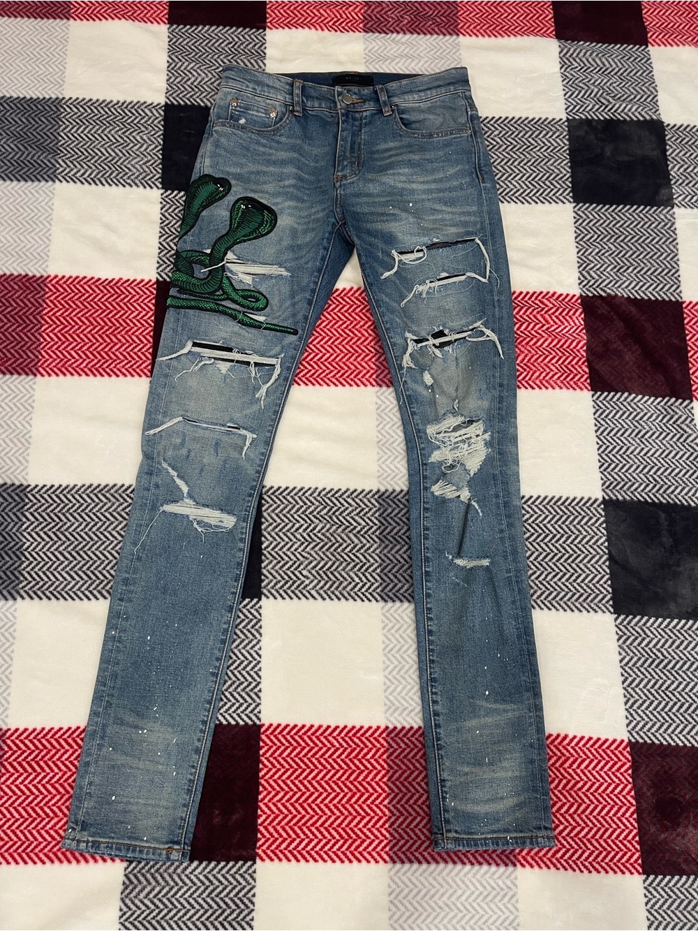AMIRI Jeans OG 2017 Green Rosebowl Snake